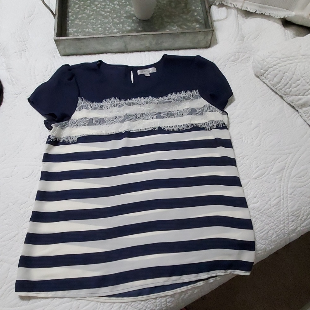 Navy and cream shirt